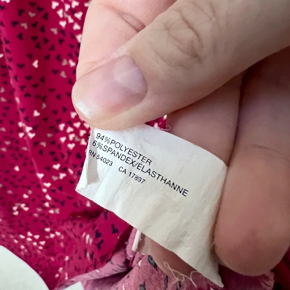 Gap Magenta Pink Heart‎ Print Short Sleeve Elastic Waist Dress XL - Picture 6 of 7